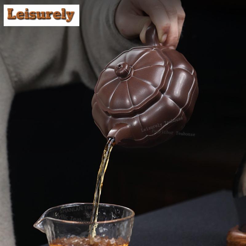 111ml Yixing Purple Clay Teapots Master Handmade Antique Pot Raw Ore Purple Mud Tea Brewing Kettle With Infuser Zisha Tea Set