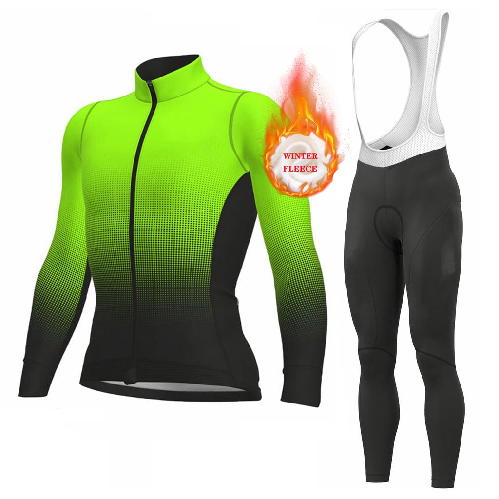 2026 Winter Warm Cycling Clothing Set Long Sleeve Thermal Fleece Cycling Jersey Set Bib Pants Ropa Ciclismo Bicycle Clothing MTB Bike Jersey Uniform