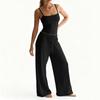 Women's Solid Color Vest, Camisole Top, Long Pants, Casual Wide Leg Pants, Home Set