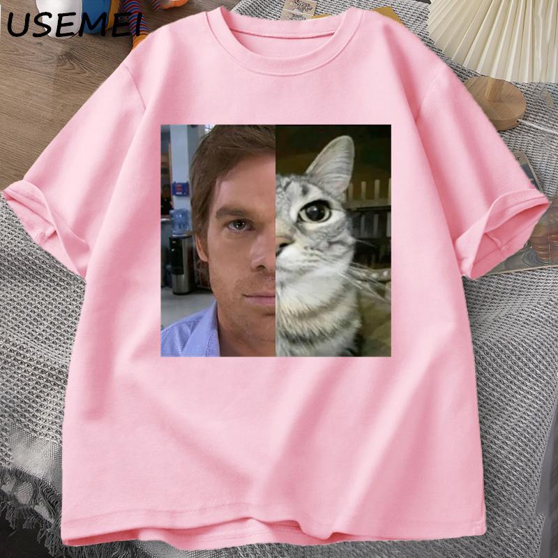 Dexter Morgan Cat T-shirts Funny Short Sleeve O Neck Tshirt Unisex Streetwear Mens Clothes Harajuku Printed T-shirt Tops
