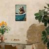 Vintage Metal Poster Wall Art Retro Bear Bathroom Rustic Decor
