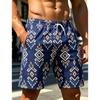 Men's Bohemian Ethnic Printed Beach Shorts, Comfortable Fit, Vibrant Ethnic Elements, for Pool Leisure and Outdoor Activities