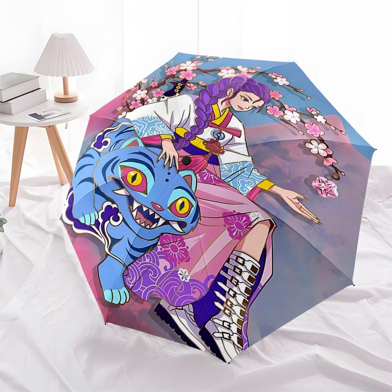 

1pc Cherry Blossom Festival Umbrella Auto Open Close, Portable 3-Fold Design with 8-Bone Iron Frame, Perfect Gift for Fans, Travelers, Daily Use.R076