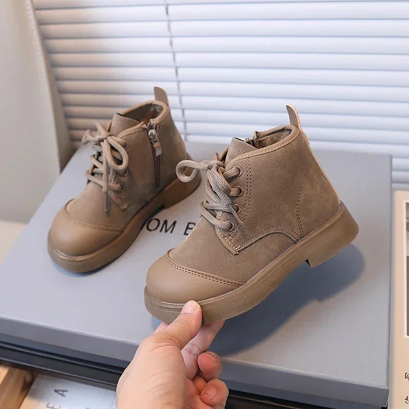 Classic Girl's Ankle Boot Versatile Patchwork Winter Boots for Children Fashion Warm Non-slip Kids Causal Boys Cotton Boots New