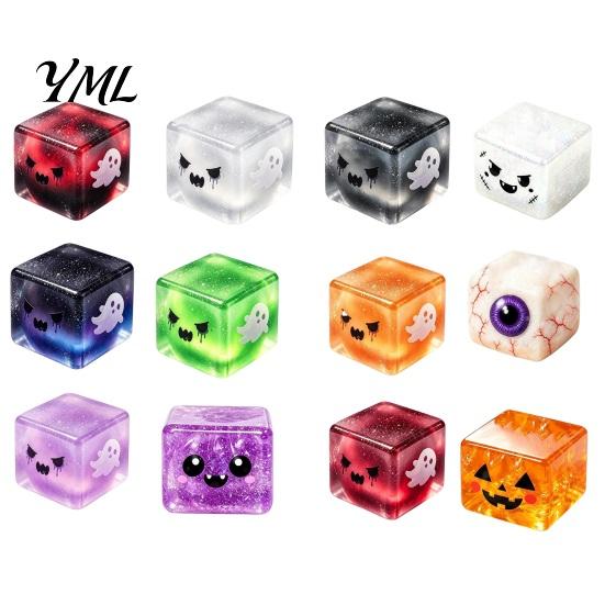 Handmade Diy Craft Accessories Halloween Ghost Squeeze Cube, Glitter Slow Rising Fidget Toy, Unique Board Game Dice Soft Decompression Sensory Toy for