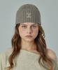 Bajal Va Curved Logo Washed Beanie Khaki Grey