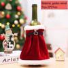 Creative Christmas Wine Bottle Set Golden Velvet Dress Wine Bottle Covers Sleeve Santa Snowman Xmas New Year Dinner Table Decor