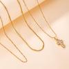Elegant European & American Style Zirconia Cross Necklace - Versatile, Luxurious Layered Clavicle Chain for Women in Stainless Steel