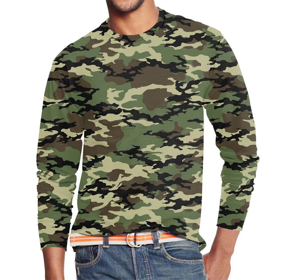 Men's Summer Long Sleeve 3d Camouflage Graphic Print T-Shirt Top Men Streetwear Clothing O Neck Long Sleeve T-Shirt Women's Pullover