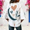 Womens Plus Size V Round Neck Mid Sleeve Front Button Trendy Casual Loose Everyday Ladies Blouse