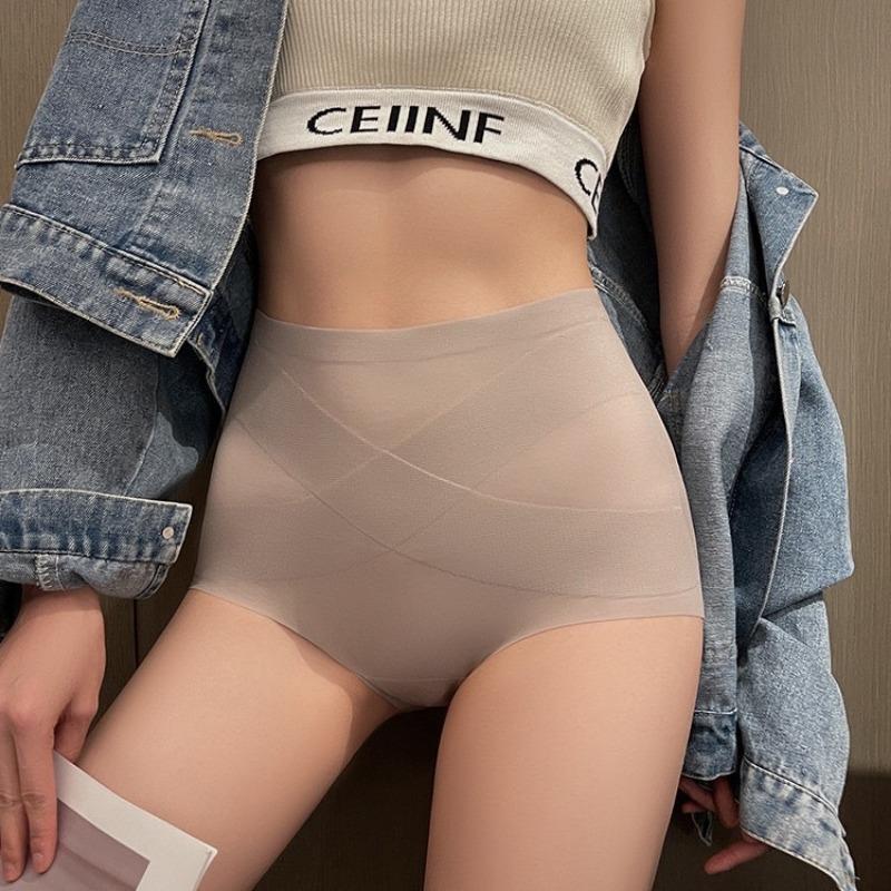 Light Luxury Abdominal Shaping Hip Lifting Antibacterial Briefs Traceless High Waisted Underwear for Women Panties
