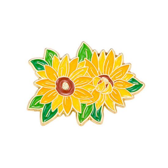 Brooch Pin Vibrant Color Peony Flower Leaves Shape Badge Clothing Decoration Sweaters Hats Bags Accessory