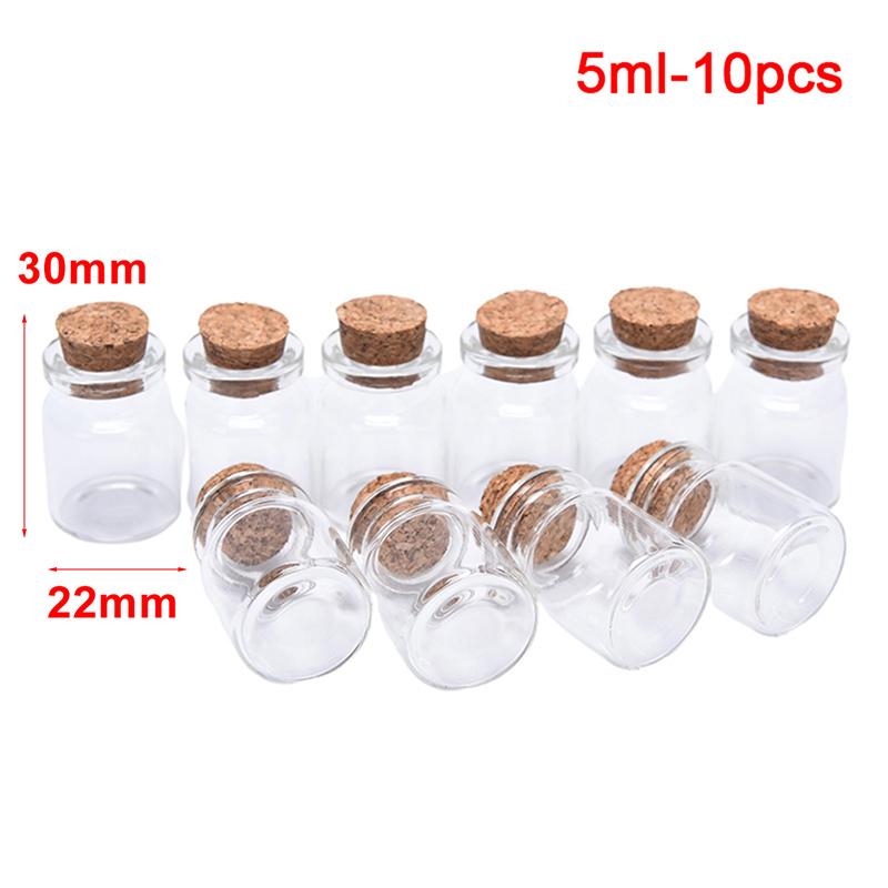 

10pcs Mini Clear Glass Bottles with Cork Spice Message Vials Empty Wish Bottle DIY Drifting Empty Tiny Jars Party Decorations