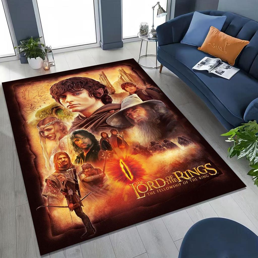 3D L-Lord of The Rings H-Hobbit Movie Board Rug for Bedroom Living Room Sofa Home Doormat Decor, Large Kids Non-slip Floor Mat