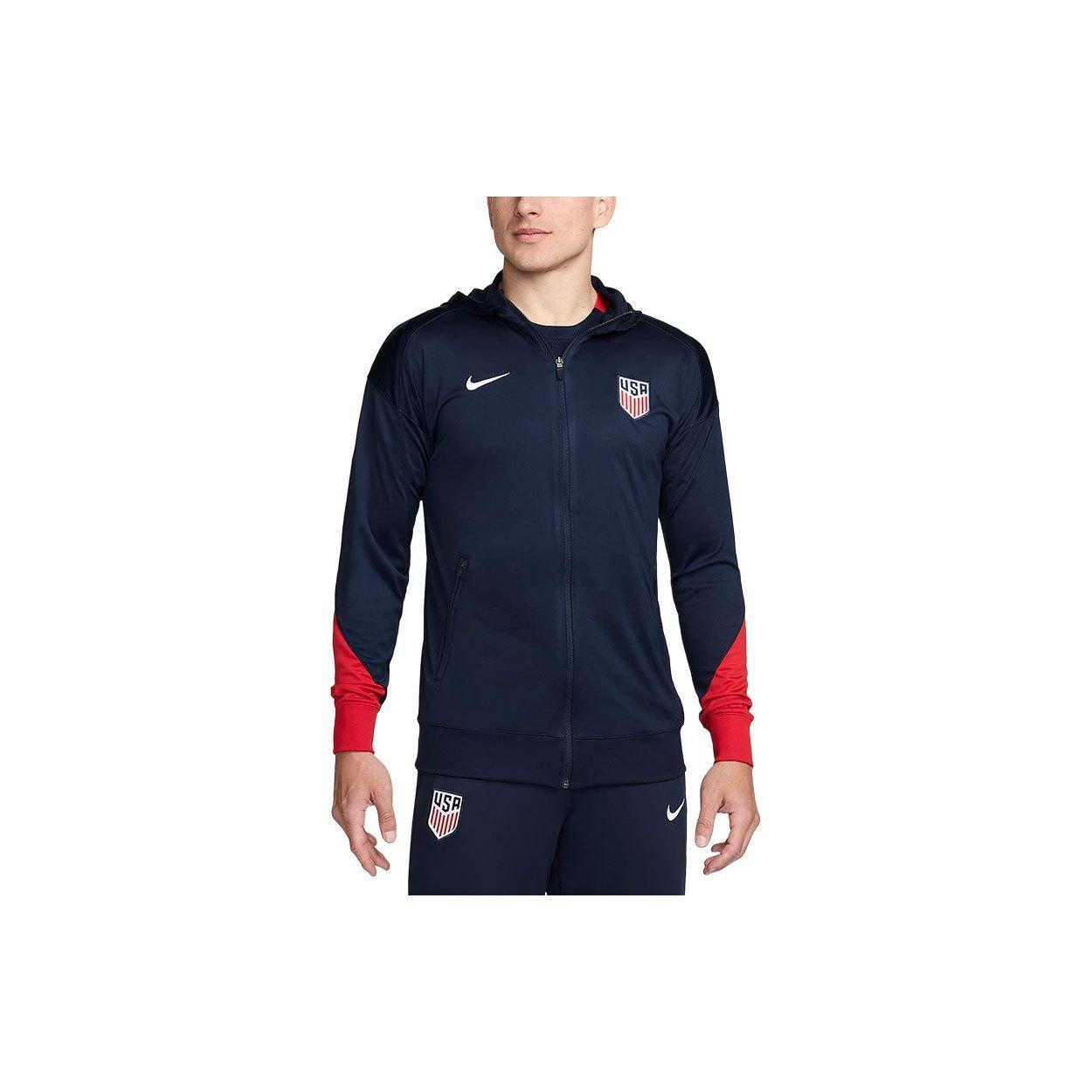 Nike USMNT Strike Dri-FIT Color Block Letter Logo Printed Hooded Zip Jacket Men jackets Obsidian FJ2312-452 L