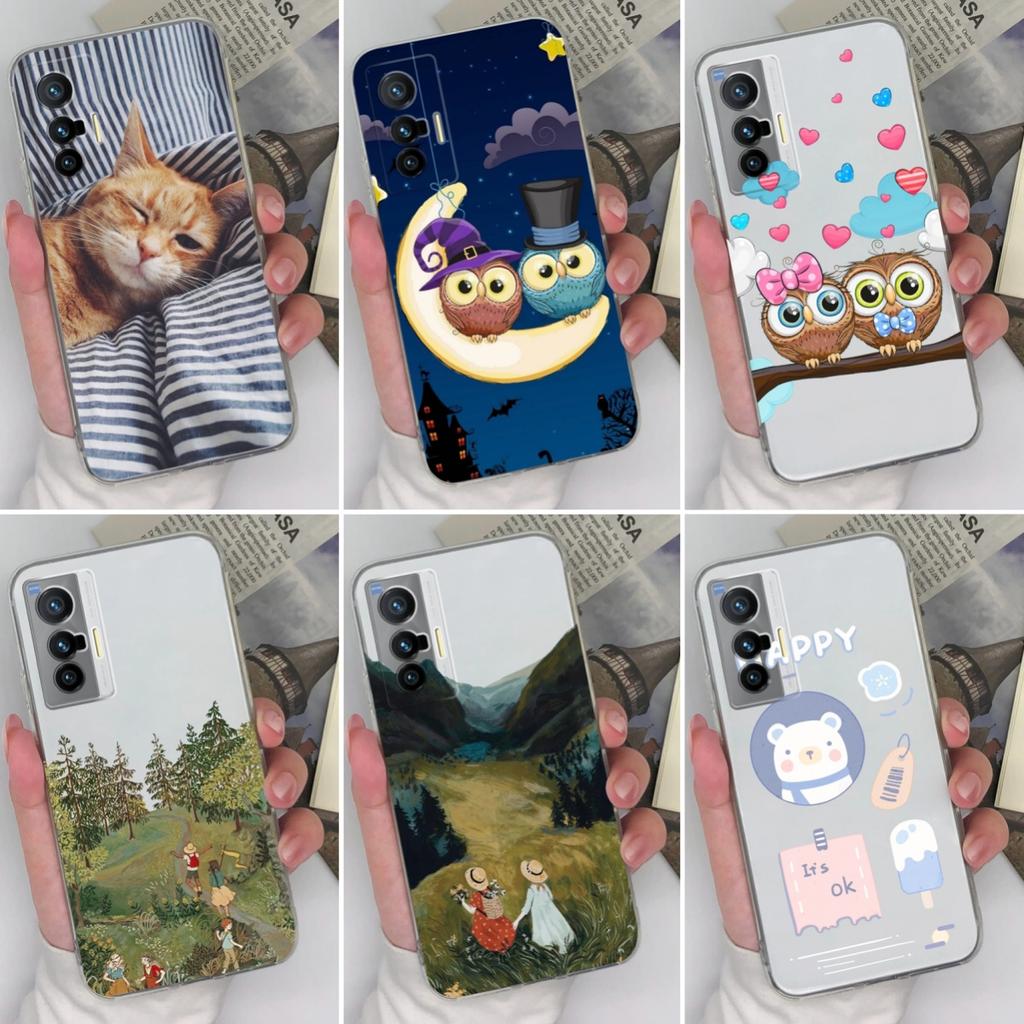 For Vivo X200S X27 X60 X80 X70 Pro Plus X21 Phone Covers Beautiful Forest Patterns Ultra Thin Transparent TPU Anti Fall Protective Shell For Vivo Case