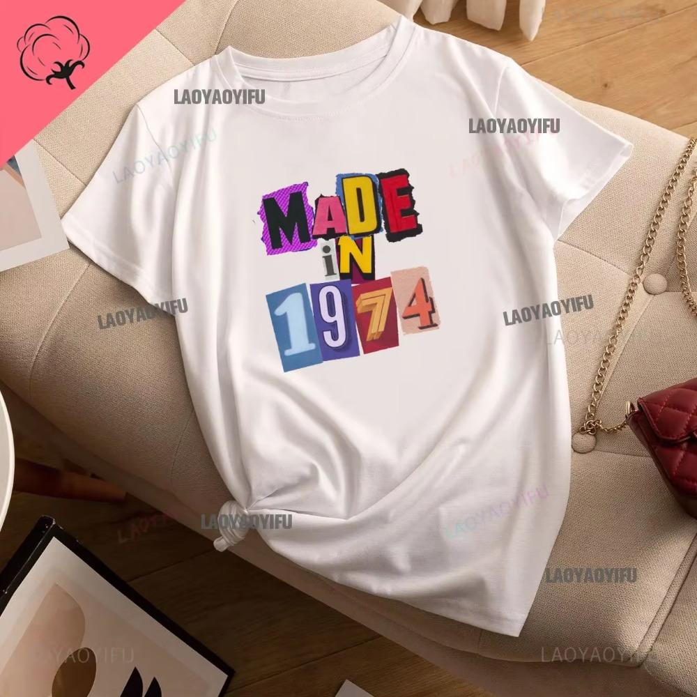 Vintage Funny Made in 1974 All Original Parts T Shirt Graphic Streetwear Short Sleeve Birthday Gifts Summer Cotton Tshirt Men