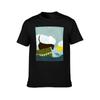 Chocolate Labrador in a canoe meeting a fish TShirt Simple Casual Short Sleeve Tee
