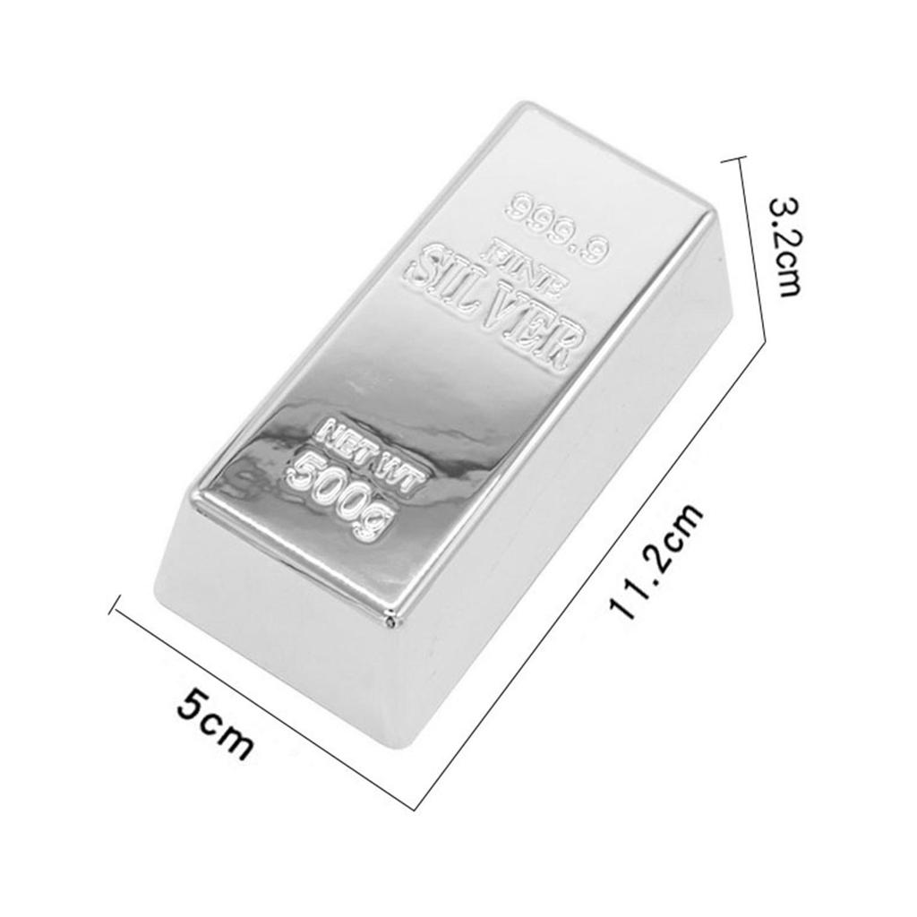 Fake Silver Bullion Realistic Silver Bar Simulated Silver Brick for Funny Gifts Halloween Party Favor Home Decor Holiday
