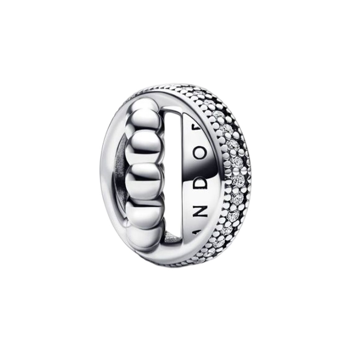 Pandora Signature Series Logo Pavé Set Charm Women charm Silver 792317C01 Silver,F