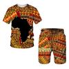 Summer Fashionable Men's Retro Ethnic Style 3D Two-piece Set Street Casual Fashion Breathable Comfortable Sports Loose Large Size Sports Wear