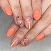 Kurze Mandel-Nageltips Klebenägel Aufklebenägel Pfirsichfarbene Aufpressnägel Künstliche Falschnägel für Damen Mädchen