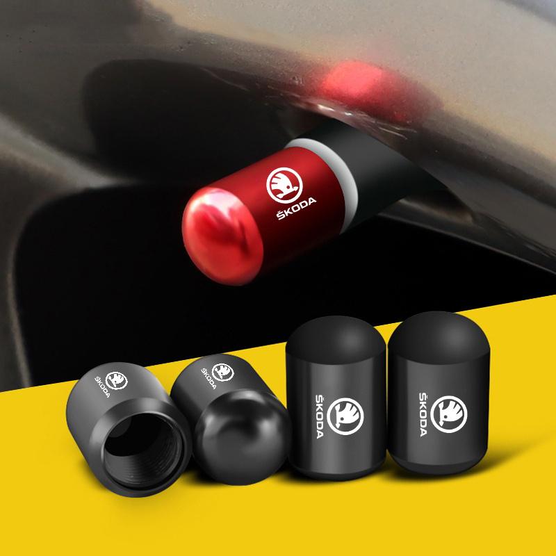 4pcs Car Styling Aluminum Emblem Wheel Tire Valve Stem Air Caps for Skoda Octavia Fabia Rapid Yeti Superb Octavia A5 A7 VRS VII  MN7