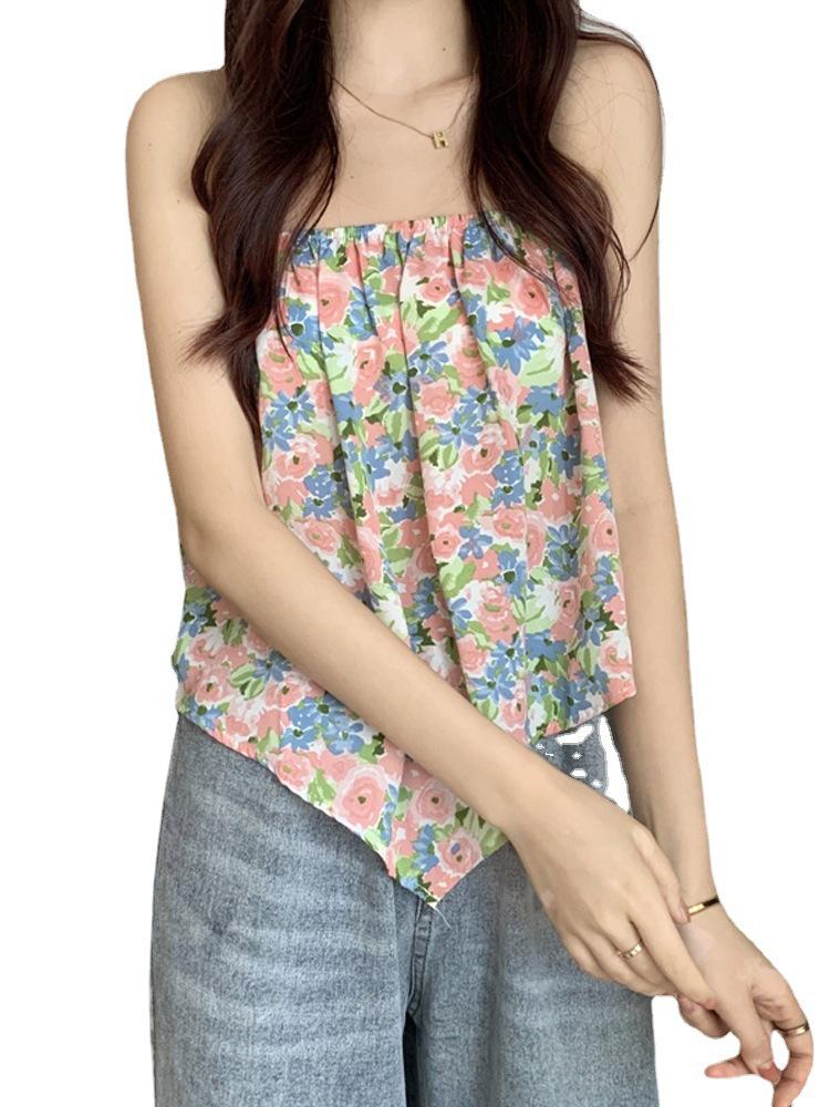 Women's Loose Floral Halter Neck Camisole - Summer 2025 Trend