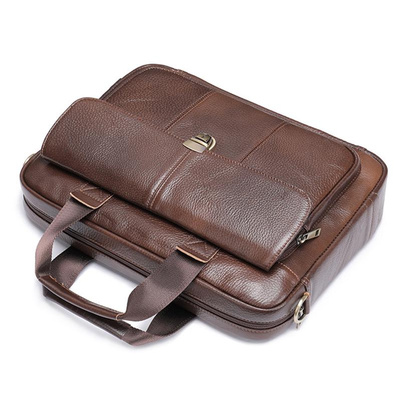 New Men's Briefcase Casual Vintage Genuine Leather Handbag Large-Capacity Business Laptop Bag Crossbody Bag