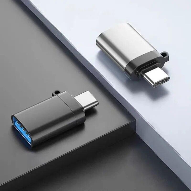 Fekete arany védhető USB 3.0 Type-C OTG Adapter Type C USB C dugasz-alj átalakító függő kötélgyűrűvel USBC csatlakozóhoz
