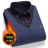 Men's Fleece-Lined Two-Piece Shirt Collar Sweater for Middle-Aged & Elderly
