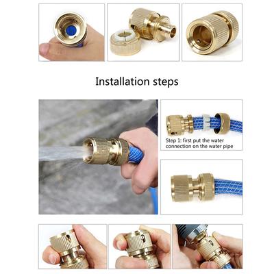 8Pcs Brass Garden Hose Connector, 1/2Inch and 3/4Inch Faucet Adapter, Garden Hose Quick Connectors Brass Hose Fittings