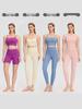 Bare-Feel Five-Piece Yoga Set: Long & Short Sleeve Tops, Chest Pads, Tight Slimming High-Waisted Pants.