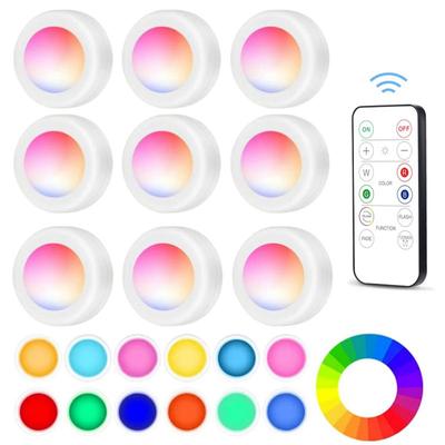 Color RGB Under Cabinet Lights Remote Control Dimmable Wardrobe Night Lamp Wireless Battery LED Light for Kitchen Bedroom Closet