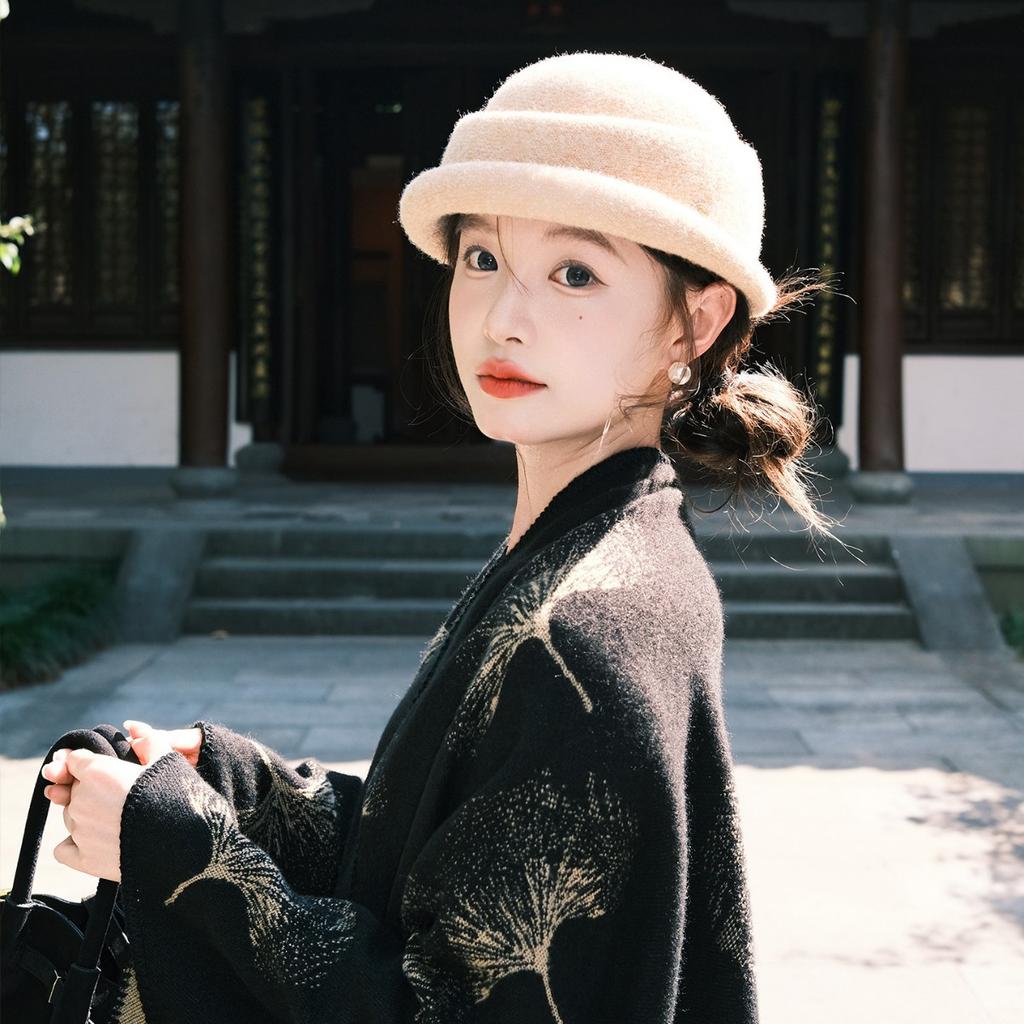 Top Hat Breathable Gold Fisherman Hat  Versatile and Elegant Basin Hat for Autumn and Winter