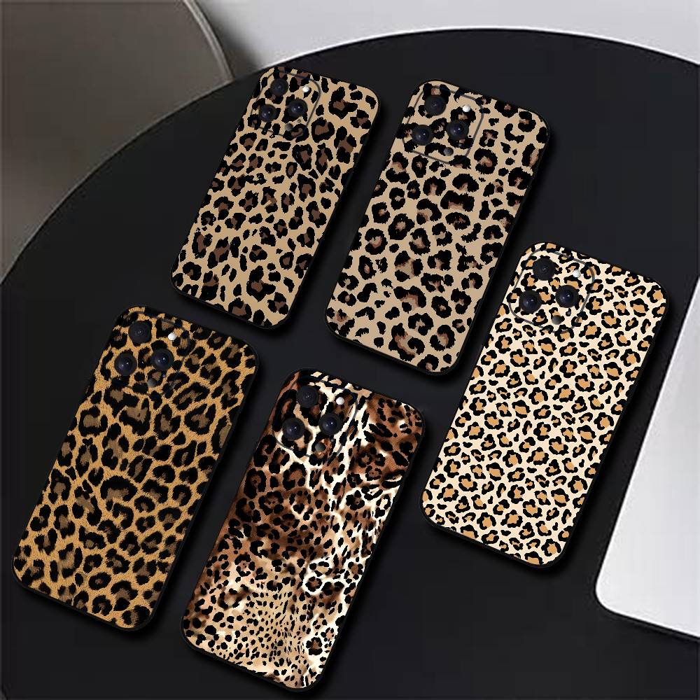 Leopard Phone Case Black Silicone Soft Shell For IPhone 17 16 15 14 13 12 11 Air Pro Max Plus Hot Sale