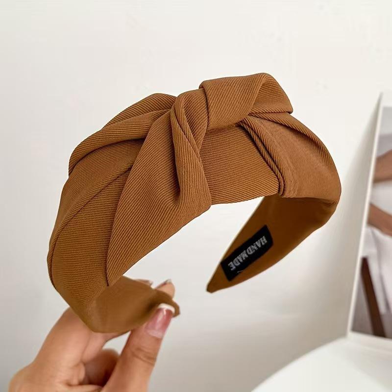 Wide Women's Twill Cloth Headband with Center Knot Fashionable Lady Girls Daily Shopping Hair Accessory