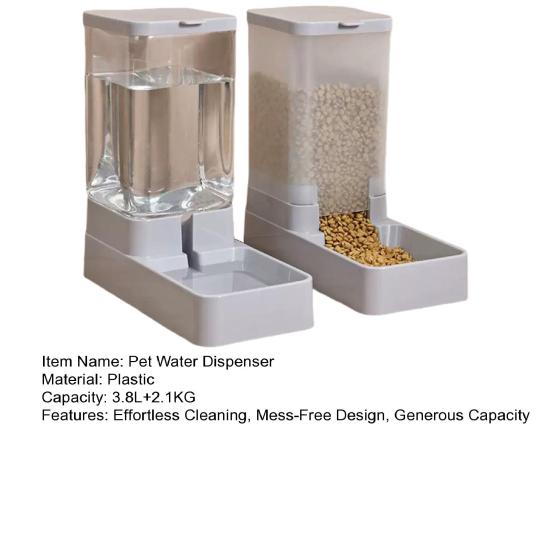 Automatic Pet Feeder And Water Dispenser Set 3.8L Capacity Food Bowl Water Drinker Pet Feeding Station for Small Medium Dog Cat Puppy