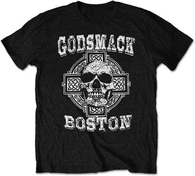 Rock Off Godsmack Boston Schädel Offiziell Lizenziert Schwarzes Herren-T-Shirt