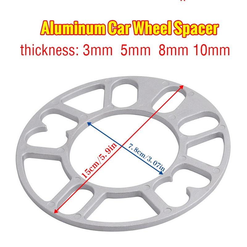 4 Pcs 3/5/6/8/10mm Car Modification Universal Aluminum Car Wheel Spacer Adaptor Shims Plate Car Wheel Hub Modification Widened