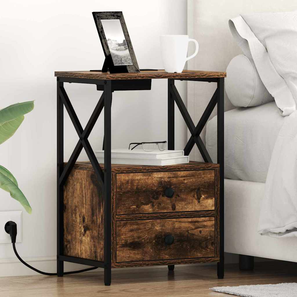 Nightstand with Storage 2 Pcs Smoked Oak 40 X 31 X 60 Cm
