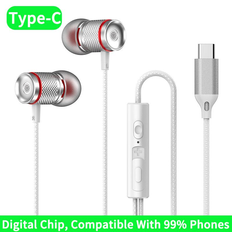 Digital Chip Wired Earphone 3.5mm AUX/Type C In-Ear 9D HiFi Surround Heavy Bass In-Ear Headsets For Samsung Huawei Xiaomi MP3 PC
