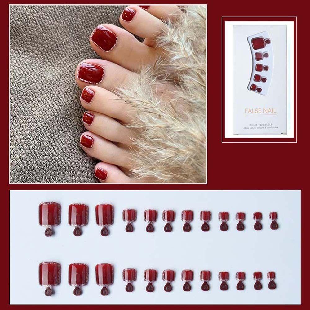 Luxury  False Toenails Rhinestone Fake Toenails Full Cover False Nails Short Nails Patch
