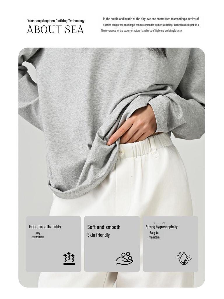 ABOUTSEA Women's Tencel Cotton Wide-Leg Spring Pants, Casual Nine-Point Design.