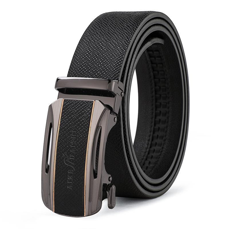 

Мужской новый ремень из натуральной кожи Модный и универсальный деловой кожаный ремень с автоматической пряжкой Простой джинсовый ремень для людей среднего и молодого возраста 125cm