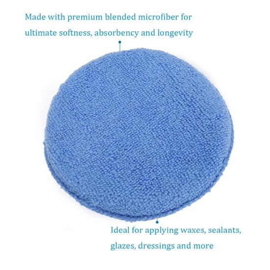 5Pcs Ultra Soft Microfiber Round Car Wax Applicator Pad Auto Care Polish Sponge
