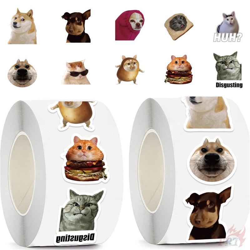 500Pcs/Roll Kuso Funny Animal Emoji - Cat & Dog Kids Rewards Stickers - DIY Scrapbooks Album Decor Sealing Label Decals
