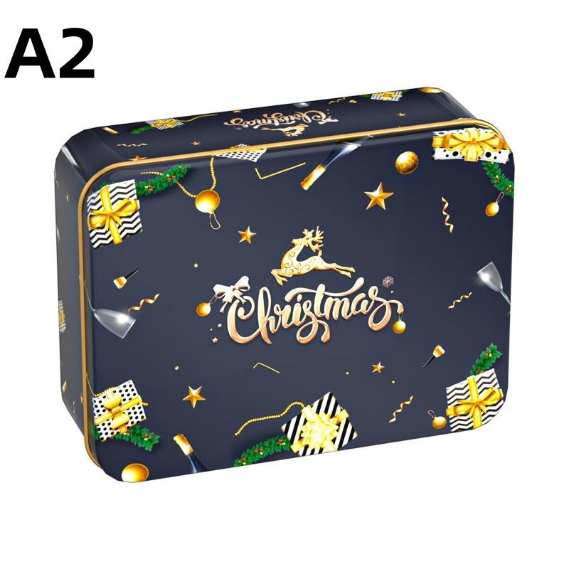 Christmas Tinplate Candy Tin Can Metal Box Cartoon Elk Santa Claus Letter Printed Xmas Candy Cookie Tea Storage Gift Case