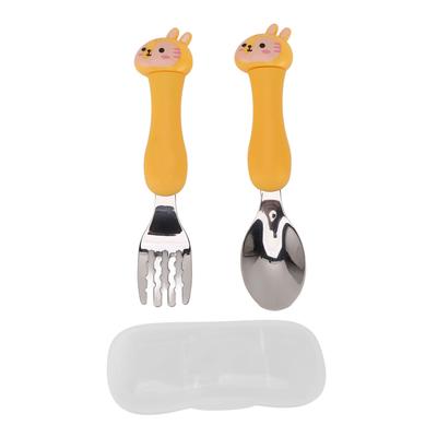 Baby Fork Cute Cartoon Shaped Spoon PP Handle Stainless Steel Tableware for Children Feeding