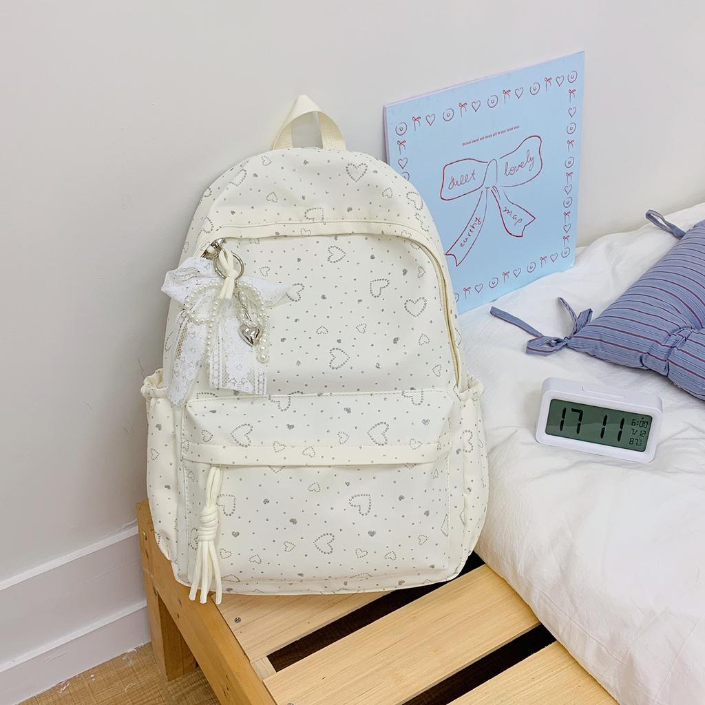 Schoolbag: lightweight, versatile, cute new loving large-capacity backpack for school, sweet for school, suitable for elementary, middle, and high